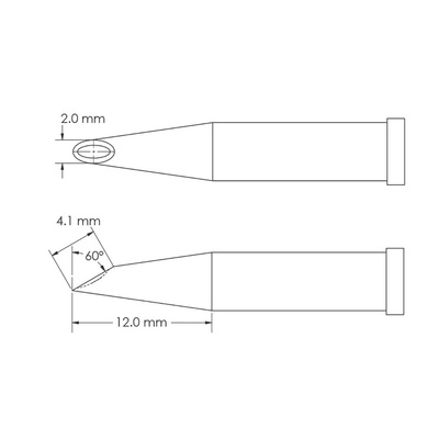 Metcal GT4-HF6020V 4.1 x 2.0 x 12 mm Hoof Soldering Iron Tip for use with Soldering Iron