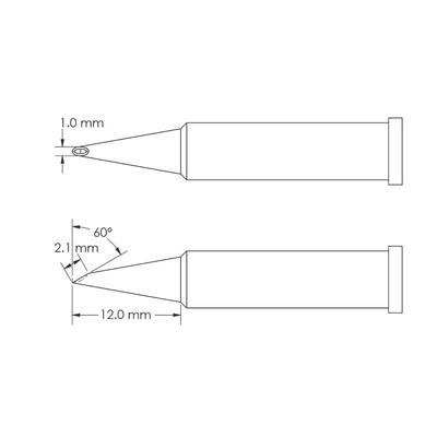 Metcal GT6-HF6010V 2.1 x 1 x 12 mm Hoof Soldering Iron Tip for use with Soldering Iron