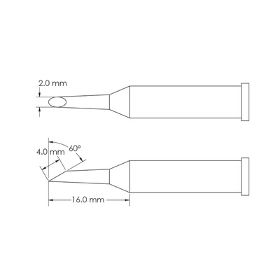 Metcal GT6-HF6020S 2.0 x 16 mm Hoof Soldering Iron Tip for use with Soldering Iron