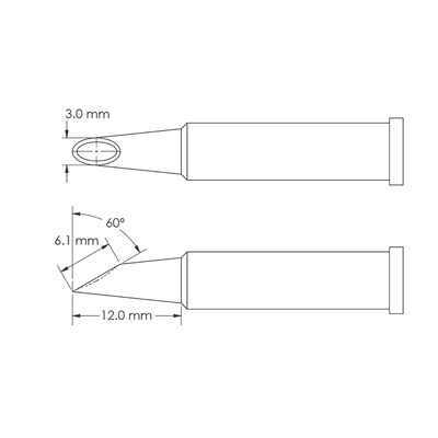 Metcal GT6-HF6030V 6.1 x 3.0 x 12 mm Hoof Soldering Iron Tip for use with Soldering Iron