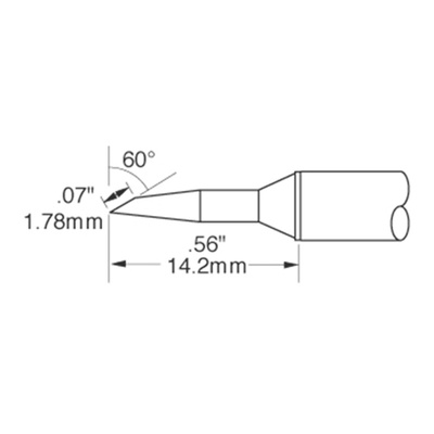 OK International STTC-847 1.78 mm Bevel Soldering Iron Tip for use with Metcal MX-500, MX-5200 and MX-5200 Series