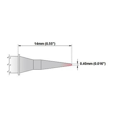 Thermaltronics 0.4 mm Straight Conical Soldering Iron Tip