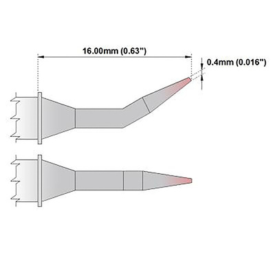 Thermaltronics 0.4 mm Bent Sharp Soldering Iron Tip