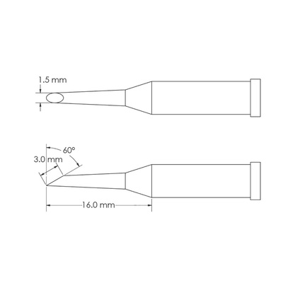 Metcal GT4-HF6015S 1.5 x 16 mm Hoof Soldering Iron Tip for use with Soldering Iron