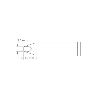 Metcal GT6-CH0025P 2.5 x 6 mm Chisel Soldering Iron Tip for use with Soldering Iron