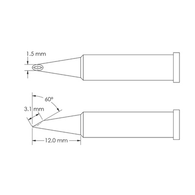 Metcal GT6-HF6015V 3.1 x 1.5 x 12 mm Hoof Soldering Iron Tip for use with Soldering Iron