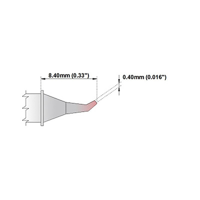 Thermaltronics 0.4 mm Bent Sharp Soldering Iron Tip