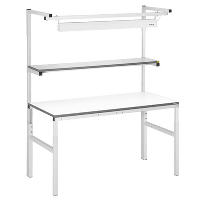 RS PRO Steel Workbench, 300kg Max Load, Adjustable Height, 650 → 900 mm, 1080 → 1550 mm x 1500mm