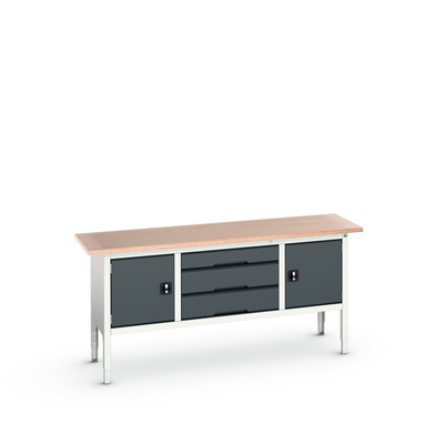 Bott Portable Steel Workbench, 75kg Max Load, Adjustable Height, 830 → 930mm x 2000mm x 600mm