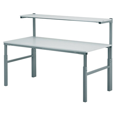 RS PRO Workbench, 300kg Max Load, Adjustable Height, 650 → 900 mm, 1080 → 1550 mm x 1800mm x 700mm