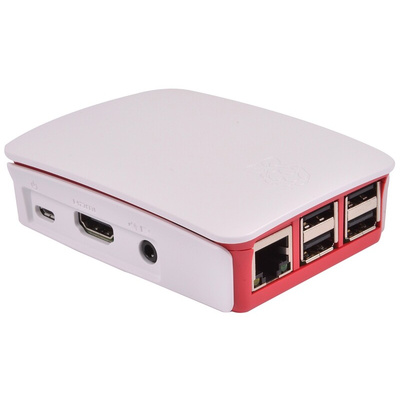Raspberry Pi Plastic Case for use with Raspberry Pi 2B, Raspberry Pi 3B, Raspberry Pi 3B+ in Red, White