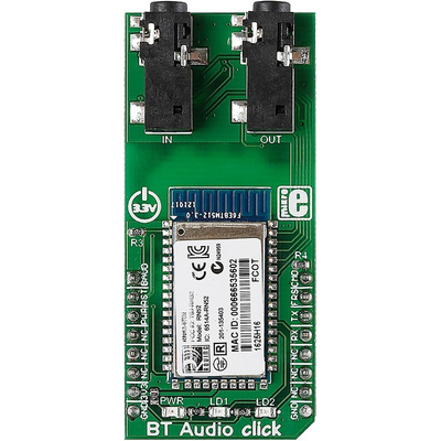 MikroElektronika BT Audio Click RN52 Bluetooth Audio mikroBus Click Board for Intercom Push-To-Talk Audio Connection,