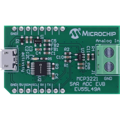 Microchip EV55L49A, MCP3221 SAR ADC Evaluation Board Evaluation Board Evaluation Board for MCP3221 for MCP3221