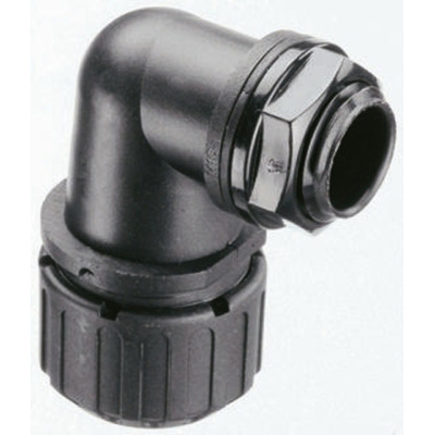 Adaptaflex PG9 90° Elbow Cable Conduit Fitting, Black 13mm nominal size