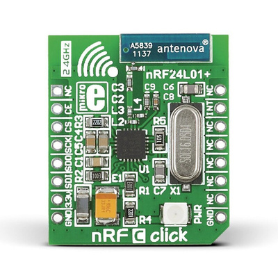 MikroElektronika nRF C Click nRF24L01P RF Transceiver mikroBus Click Board for Active RFID, Game Controllers, Home &
