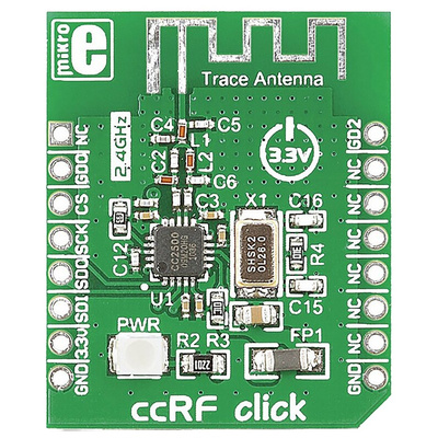 MikroElektronika ccRF Click CC2500 RF Transceiver mikroBus Click Board for Active RFID, Game Controllers, Home &