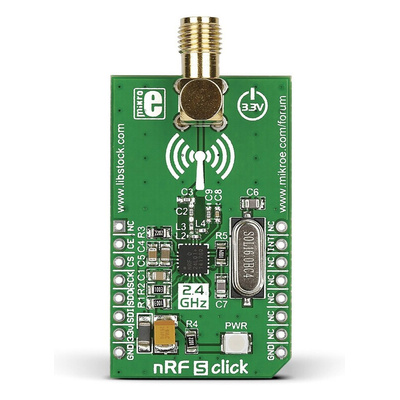 MikroElektronika nRF S Click nRF24L01P RF Transceiver mikroBus Click Board for Active RFID, Game Controllers, Home &