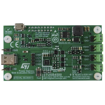 STMicroelectronics Evaluation Board for the STUSB4500 USB Power Delivery Controller L7985 Evaluation Board for