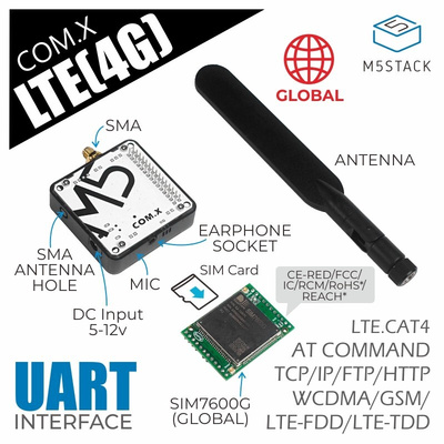 M5Stack COM.LTE(4G) SIM7600G LTE Module for M5Stack UART M031- A