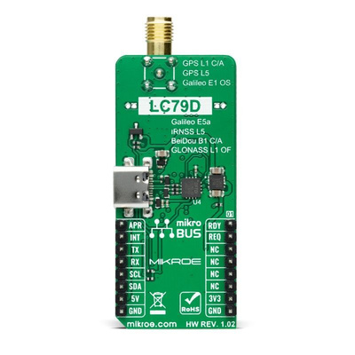 MikroElektronika GNSS 8 Click LC79DA GNSS, GPS Add On Board for mikroBUS socket 1602GHz MIKROE-4673