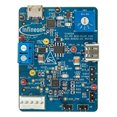 Infineon EZ-PD Barrel Connector Replacement Plus Evaluation Kit CYPD3176-24LQXQ Evaluation Kit for Barrel Connector