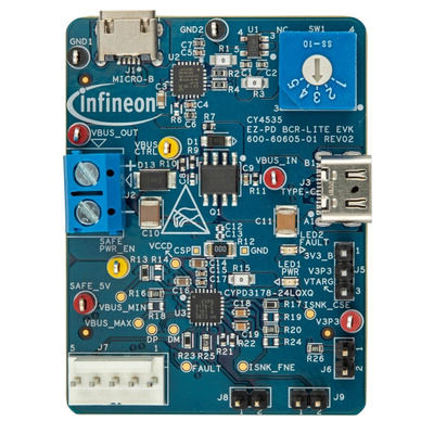 Infineon EZ-PD Barrel Connector Replacement Lite Evaluation Kit CYPD3178-24LQXQ Evaluation Kit for Barrel Connector