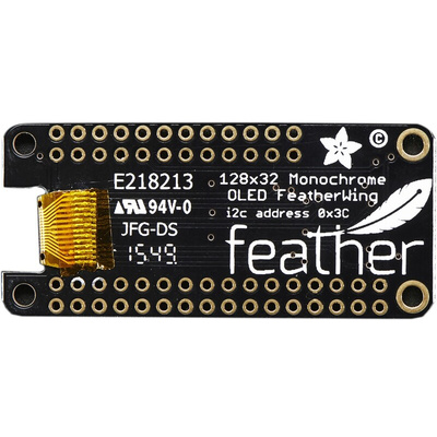Adafruit 2900, OLED FeatherWing 1in OLED Display Add On Board With 128x32 monochrome OLED for Feather Boards