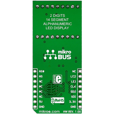 MikroElektronika MIKROE-1851, AlphaNum G Click 2 14 Segment Display Add On Board With TLC5926 x 2