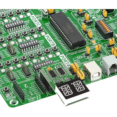 MikroElektronika MIKROE-1864, AlphaNum R Click 2 14 Segment Display Add On Board With TLC5926 x 2