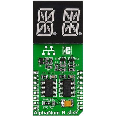 MikroElektronika MIKROE-1864, AlphaNum R Click 2 14 Segment Display Add On Board With TLC5926 x 2