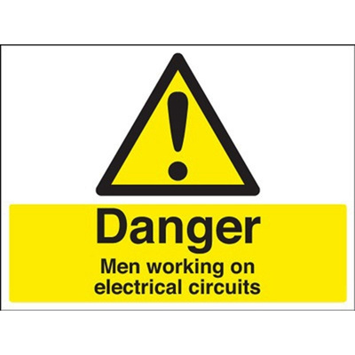 RS PRO Black/Yellow PVC Safety Labels, Danger Men Working On Electrical Circuits-Text 450 mm x 600mm