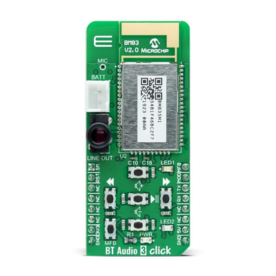 MikroElektronika BT Audio 3 Click AK4430, BM83 Bluetooth Audio Add On Board for mikroBUS socket 2.4 → 2.48GHz
