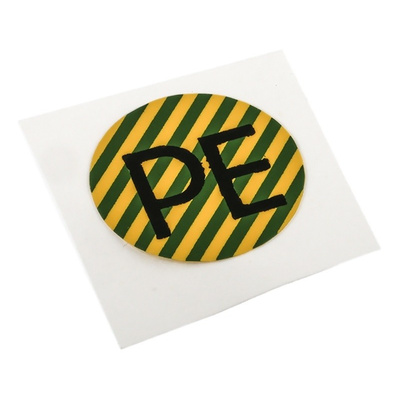 TE Connectivity Black/Green/Yellow Vinyl Safety Labels, PE-Text 16 mm x 16mm