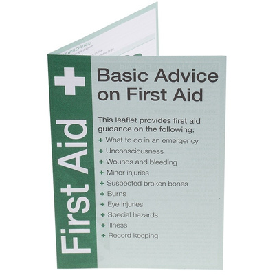 RS PRO First Aid Guidance Safety Pocket guide, Paper, English, 100 mm, 50mm