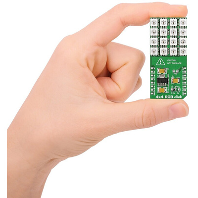 MikroElektronika MIKROE-1881, 4x4 RGB Click LED Matrix Display Add On Board With WS2812, MCP1826 LDO regulator