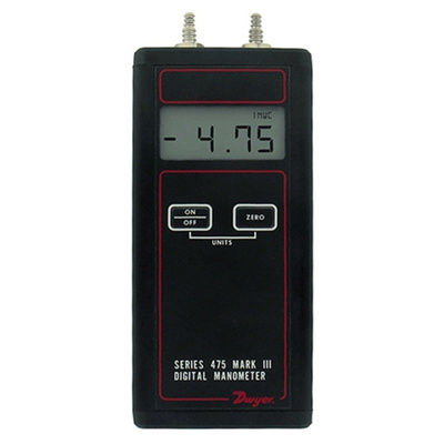 DWYER INSTRUMENTS 475-3-FM Differential Manometer With 2 Pressure Port/s, Max Pressure Measurement 7.22psi RSCAL