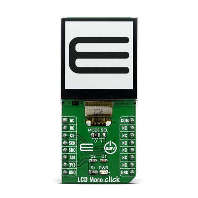 MikroElektronika MIKROE-3789, LCD Mono Click 1.28in LCD Display Add On Board With LS013B7DH03, EFM32