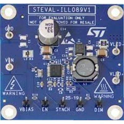 STMicroelectronics STEVAL-ILL089V1, 1 A Buck LED Driver Board Based on the ALED6000 Automotive-Grade Dimmable LED