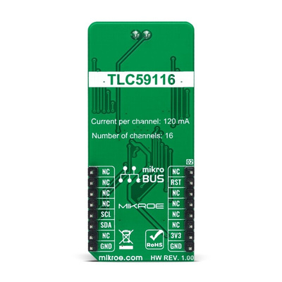 MikroElektronika MIKROE-4595, LED Driver 9 Click LED Driver Add On Board for TLC59116 for mikroBUS socket