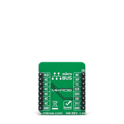 MikroElektronika MIKROE-4831, FRAM 6 Click Ferroelectric RAM (FeRAM) Add On Board for CY15B102Q for mikroBUS socket