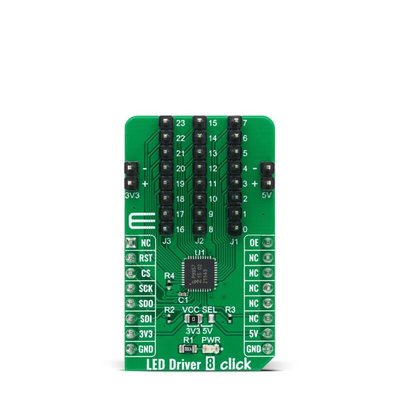 MikroElektronika MIKROE-4268, LED Driver Click LED Driver Sensor Add-On Board for PCA9957HNMP for LED Display, LED