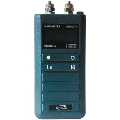 Digitron P200ULIS Differential Digital Pressure Meter With 2 Pressure Port/s, Max Pressure Measurement 100mbar RSCAL
