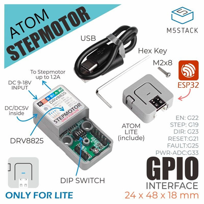 M5Stack Atom Stepmotor Kit Motor Driver for DRV8825 for M5 Core, M5StickC, M5StickV