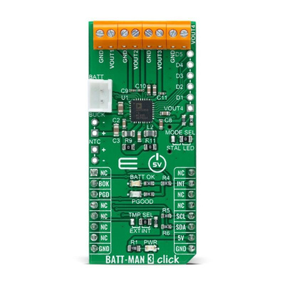 MikroElektronika BATT-MAN 3 Click Li-Ion/Li-Po Battery Power Management for ADP5350 for mikroBUS socket