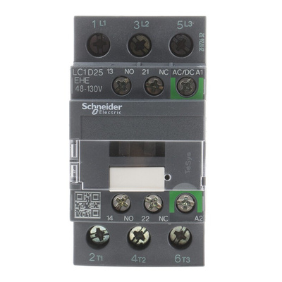 Schneider Electric LC1D Series Contactor, 110 V ac/dc Coil, 3-Pole, 25 A, 11 kW, 3NO, 690 V ac