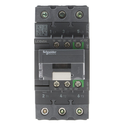 Schneider Electric LC1D Series Contactor, 24 V ac/dc Coil, 3-Pole, 65 A, 30 kW, 3NO, 690 V ac