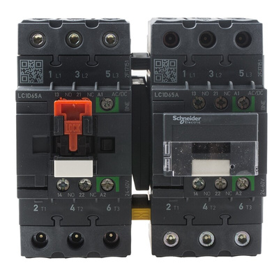 Schneider Electric LC2D Series Reversing Contactor, 110 V ac/dc Coil, 3-Pole, 65 A, 30 kW, 3NO, 690 V ac