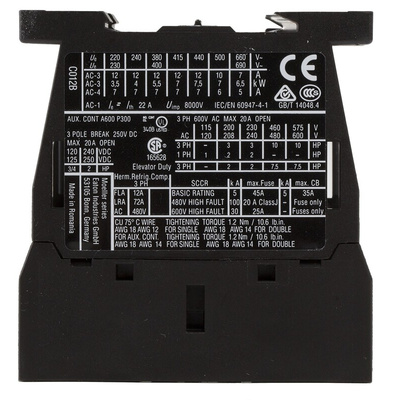 Eaton Contactor, 24 V dc Coil, 3-Pole, 12 A, 5.5 kW, 3NO, 400 V ac