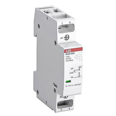 ABB EN20 Series Contactor, 230 V ac Coil, 2-Pole, 20 A, 4.6 kW, 2NO, 230 V ac/dc