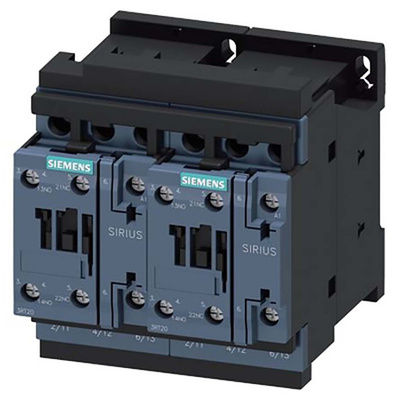 Siemens Reversing Contactor, 230 V ac Coil, 3-Pole, 25 A, 11 kW, 3NO